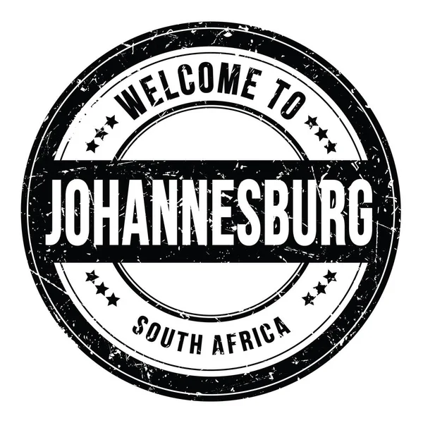 Καλώς Ήρθατε Στο Γιοχάνεσμπουργκ Νότια Αφρική Λέξεις Γραμμένες Μαύρο Στρογγυλό — Φωτογραφία Αρχείου