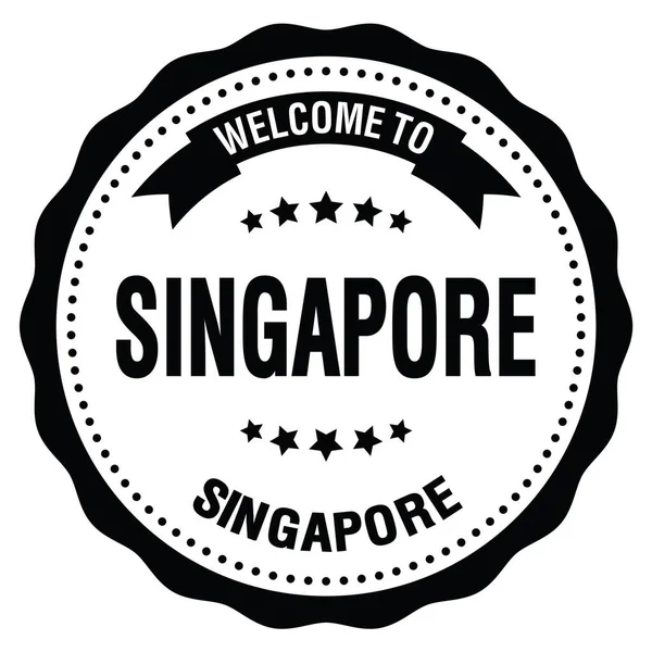 Welcome Singapore Singapore Slova Napsaná Černém Kulatém Odznaku — Stock fotografie