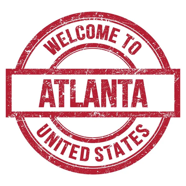 Welcome Atlanta United States Words Written Red Simple Stamp — Stock Photo, Image