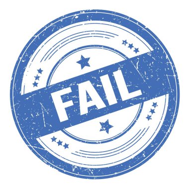 Mavi yuvarlak grungy doku damgası üzerine başarısız metin.