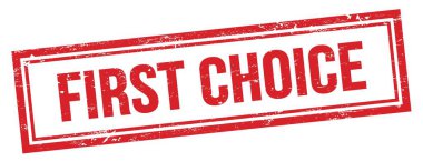 Kırmızı grungy vintage dikdörtgen damgalı İLK CHOICE metni.
