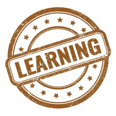 Kahverengi grungy vintage lastik damga üzerinde öğrenme metni.