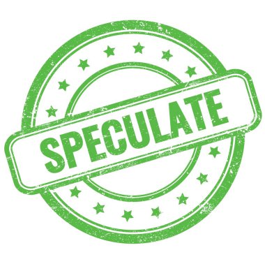 Yeşil vintage grungy yuvarlak kauçuk damga üzerine SPECULATE metin.