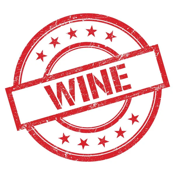 Kırmızı Yuvarlak Plastik Damga Üzerine Yazılmış Şarap Metni — Stok fotoğraf