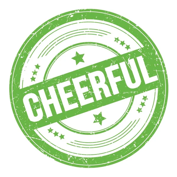 Cheerful Szöveg Zöld Kerek Grungy Textúra Bélyegző — Stock Fotó