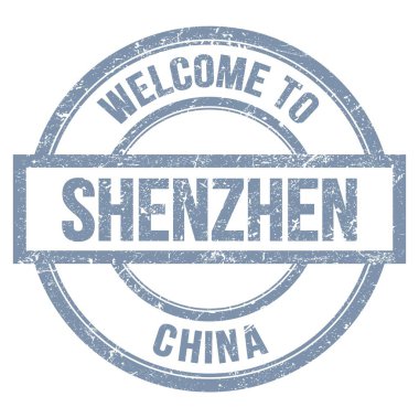 SHENZHEN-ÇİN 'e Hoşgeldiniz, Gri yuvarlak basit pulla yazılmış kelimeler