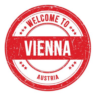 Vienna 'ya Hoşgeldiniz - AUSTRIA, kırmızı yuvarlak bozuk para damgası üzerine yazılmış kelimeler