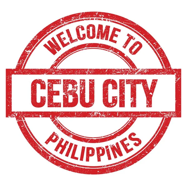 Cebu City Hoş Geldiniz Nler Kırmızı Yuvarlak Pulla Yazılmış Kelimeler — Stok fotoğraf