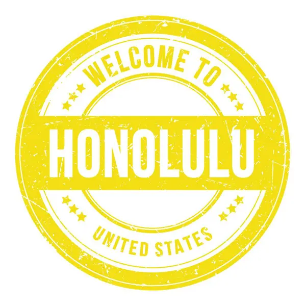 Welkom Naar Honolulu Verenigde Staten Woorden Geschreven Gele Ronde Muntstempel — Stockfoto