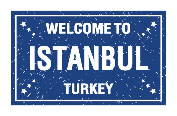 Welcome Istanbul Turkey Words Written Blue Rectangle Flag Stamp — Stock Photo, Image