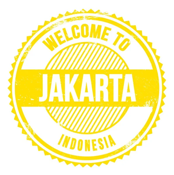 Welcome Jakarta Indonesia Words Written Yellow Zig Zag Stamp — 스톡 사진