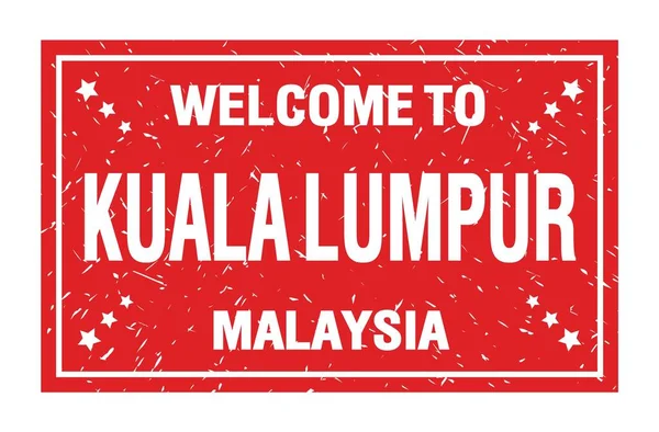Bienvenidos Kuala Lumpur Malasia Palabras Escritas Sello Rojo Bandera Del —  Fotos de Stock