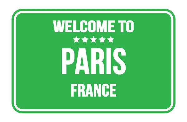 Welcome Paris France Yellow Rectangle Street Sign Stamp — Stock Photo, Image