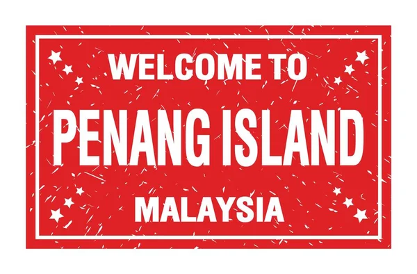 Καλώς Ήρθατε Στο Penang Island Malaysia Λέξεις Γραμμένες Κόκκινο Ορθογώνιο — Φωτογραφία Αρχείου