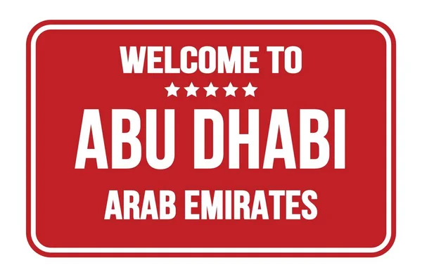 Zadowoleniem Abu Dhabi Emiraty Arab Czerwonym Prostokątnym Znaczku Drogowym — Zdjęcie stockowe