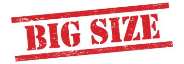 Kırmızı grungy vintage kauçuk damga üzerine büyük SIZE metin.