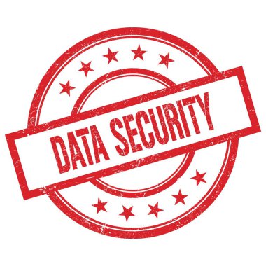 DATA GÜVENLİK kırmızı yuvarlak vintage kauçuk damga üzerine yazılmış metin.