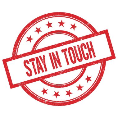 Kırmızı, yuvarlak, lastik damga üzerine yazılmış Dokunmatik Metinde Kal.