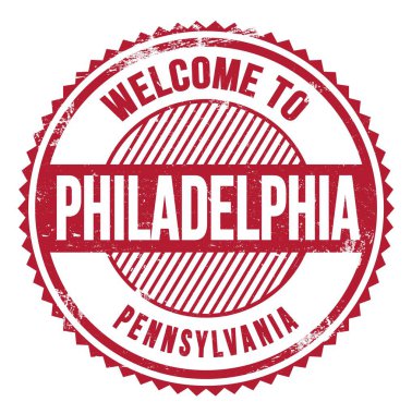 PHILADELPHIA 'ya Hoşgeldiniz - PENNSYLVANIA, kırmızı zig zag damgası üzerine yazılmış kelimeler