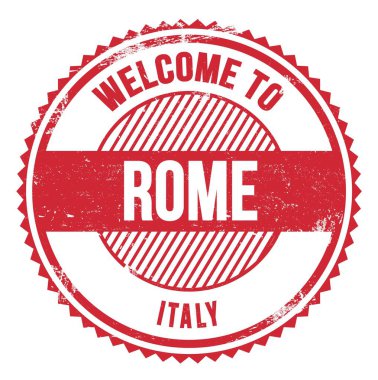 Roma 'ya Hoşgeldiniz - İtalya, kırmızı zig zag damgası üzerine yazılmış kelimeler