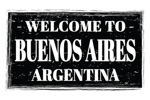Bienvenidos Buenos Aires Argentina Palabras Escritas Negro Rectángulo Sello Postal — Foto de Stock