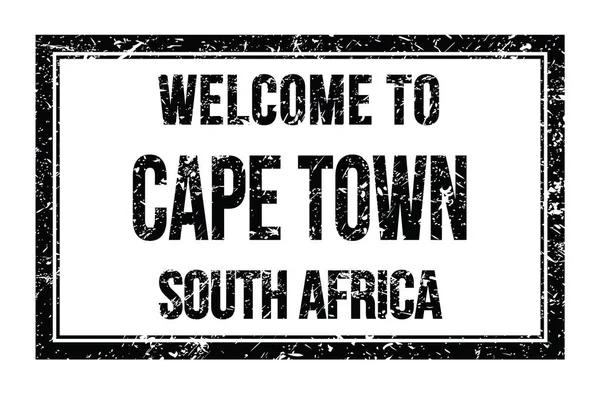 Bienvenidos Cape Town Sudáfrica Palabras Escritas Sello Postal Del Rectángulo — Foto de Stock