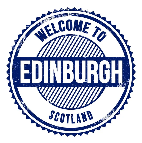 Welcome Edinburgh Scotland Napis Niebieskim Znaczku Zygzakowym — Zdjęcie stockowe