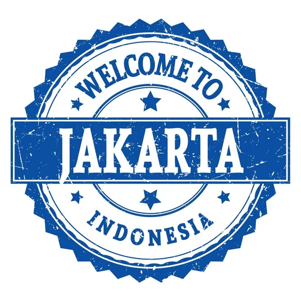 Jakarta Indonesia 청색둥근 지그재그 우표에 쓰여진 — 스톡 사진