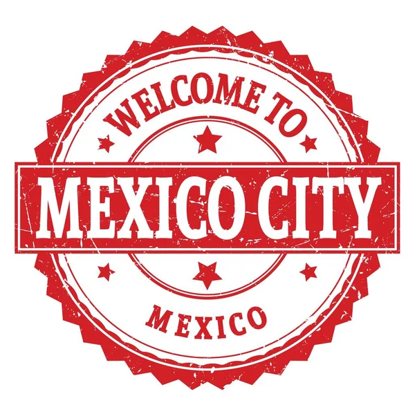 Welcome Mexico City Mexico Words Written Red Zig Zag Stamp — 图库照片