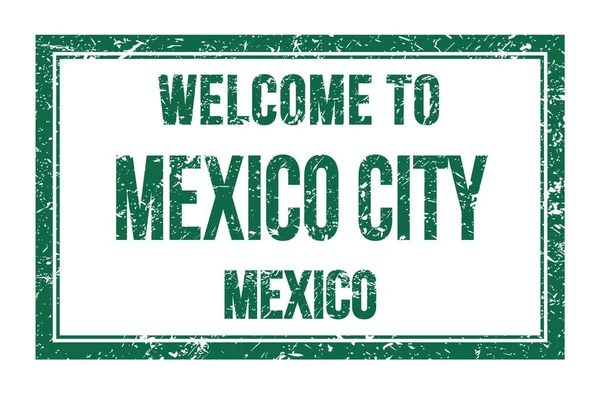 Welcome Mexico City Mexico Words Written Green Rectangle Post Stamp — Stock Photo, Image