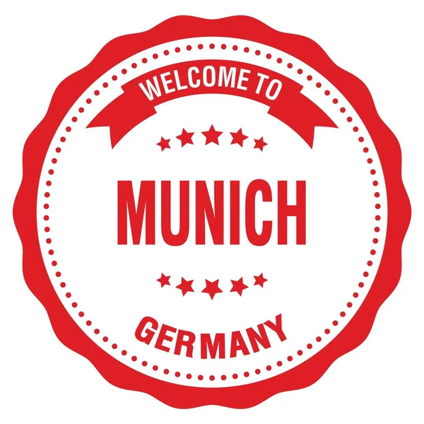 Welcome Munich Germany Words Written Red Badge Stamp — Stock Photo, Image