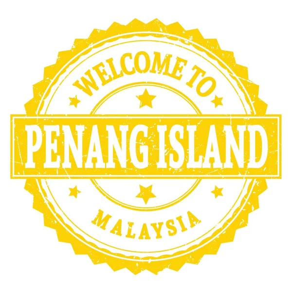 Bem Vindo Ilha Penanga Malásia Palavras Escritas Ziguezague Redondo Amarelo — Fotografia de Stock