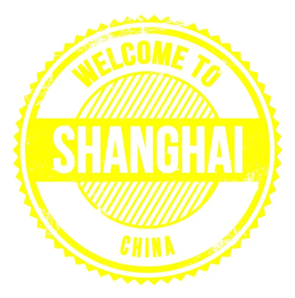 Bienvenidos Shanghai China Palabras Escritas Zig Zag Amarillo — Foto de Stock