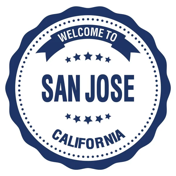 Welcome San Jose Kalifornia Wyrazy Napisane Niebieskiej Okrągłej Pieczęci — Zdjęcie stockowe