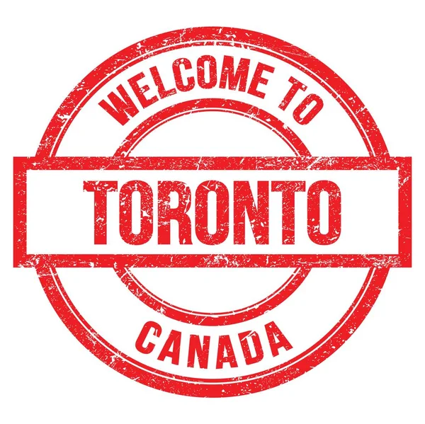 Toronto Hoşgeldiniz Kanada Kırmızı Yuvarlak Pulla Yazılmış Kelimeler — Stok fotoğraf