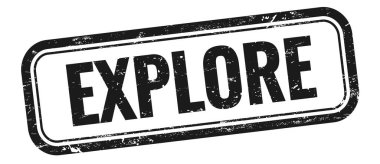 Siyah grungy vintage dikdörtgen damgalı EXPLORE metin.