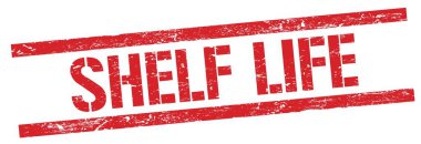 SHELF HAYAT metni kırmızı grungy dikdörtgen mühür işareti üzerine.