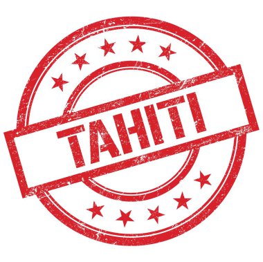 Kırmızı yuvarlak plastik damga üzerine yazılmış TAHITI metni.