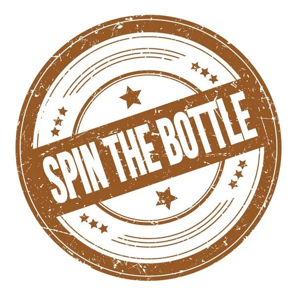Spin Bottle Κείμενο Καφέ Στρογγυλό Grungy Σφραγίδα Υφή — Φωτογραφία Αρχείου