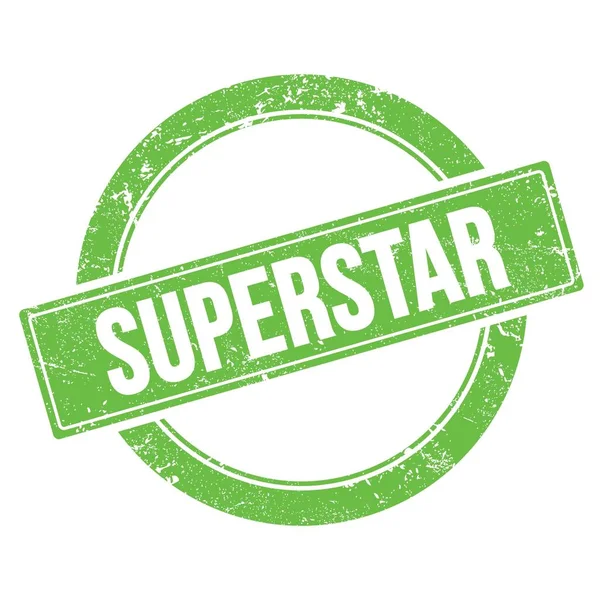 Superstar Text Auf Grünem Grungy Rundem Vintage Stempel — Stockfoto
