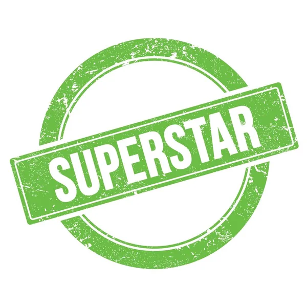 Superstar Testo Verde Grungy Rotondo Timbro Vintage — Foto Stock