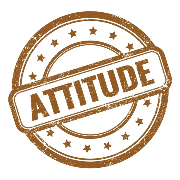 Attitude Szöveg Barna Grungy Vintage Kerek Gumibélyegző — Stock Fotó