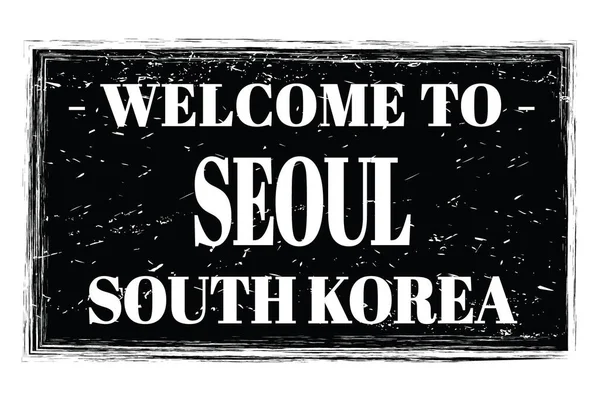 Bem Vindo Seoul Coreia Sul Palavras Escritas Retângulo Preto Selo — Fotografia de Stock
