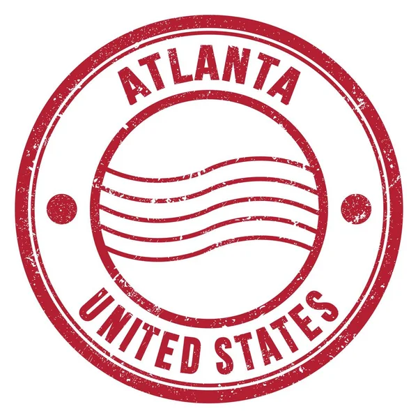 Atlanta United States Words Written Red Postal Stamp — Stock Photo, Image