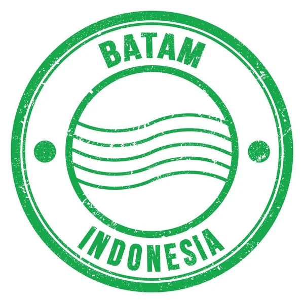Batam Indonesien Ord Skrivna Grön Rund Poststämpel — Stockfoto