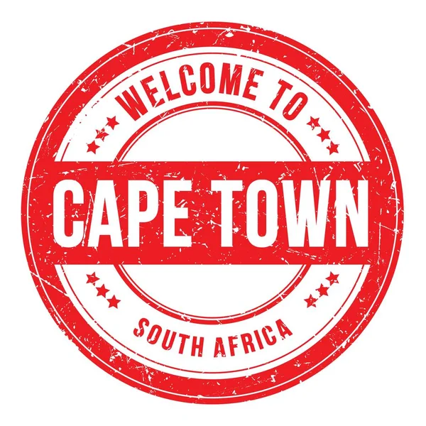 Bienvenidos Cape Town Sudáfrica Palabras Escritas Sello Rojo Moneda Redonda —  Fotos de Stock