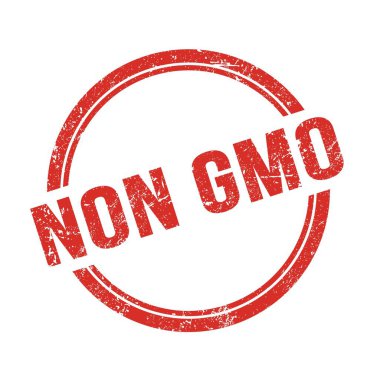 Kırmızı grungy vintage yuvarlak pulu üzerine NON GMO metin.