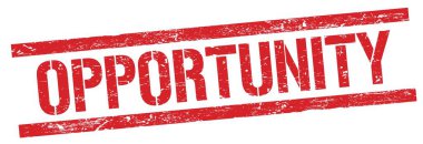 Kırmızı grungy dikdörtgen damga işareti üzerinde OPPORTUNITY metin.