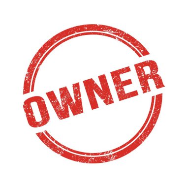 OWNER metin kırmızı grungy vintage yuvarlak pul üzerine yazılmış.