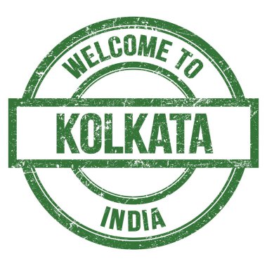 KOLKATA 'ya Hoşgeldiniz - Hindistan, yeşil yuvarlak basit pulla yazılmış kelimeler